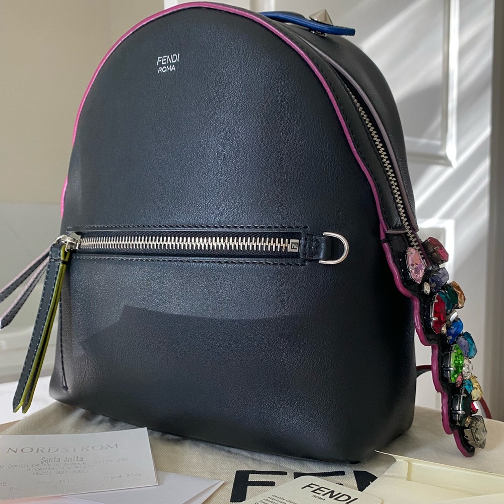 FENDI Backpack 99NEW Black Crystals with Receipt